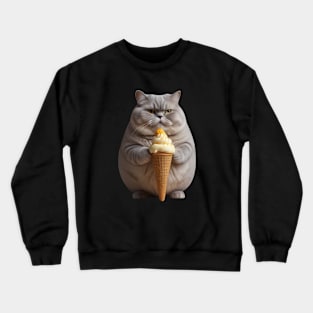 CUTE FAT CAT ICE CREAM Crewneck Sweatshirt